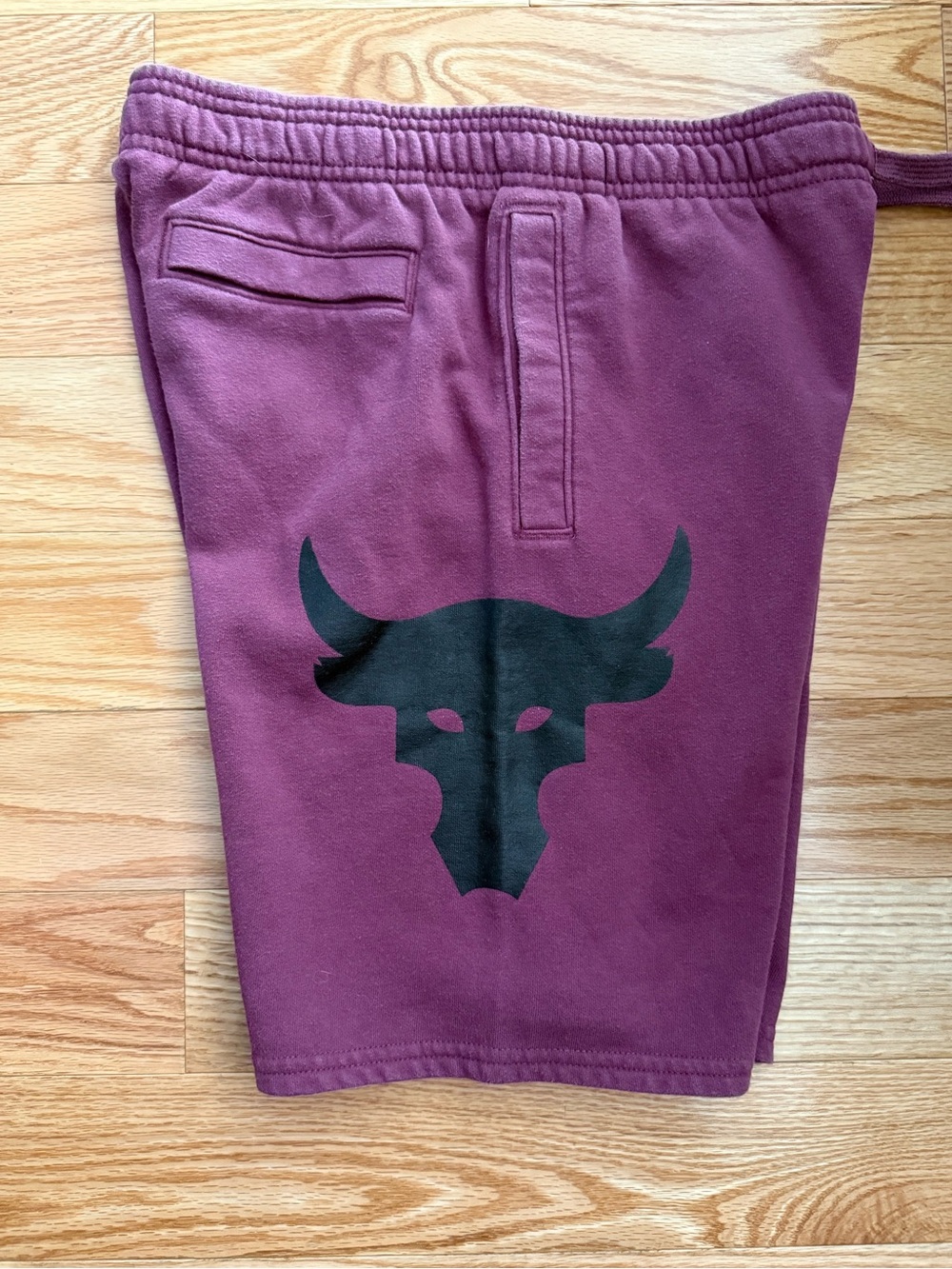 Under Armour Project Rock maroon black jersey shorts YLG